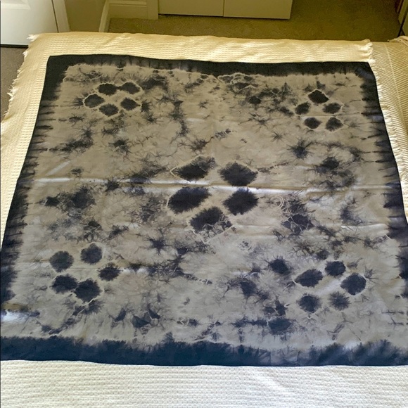 Blue tie dye silk scarf 44” square - Picture 1 of 6